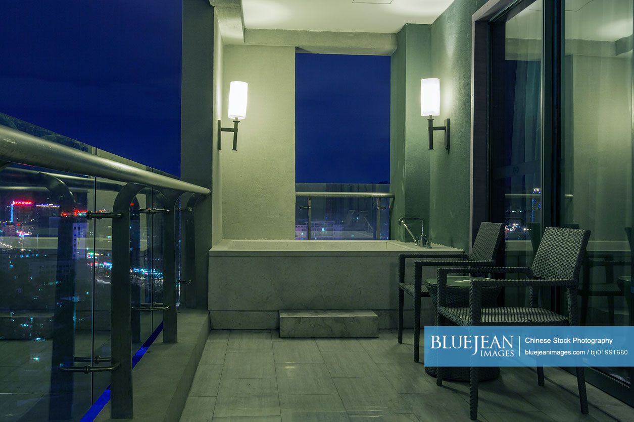Bathtub in luxury balcony, China