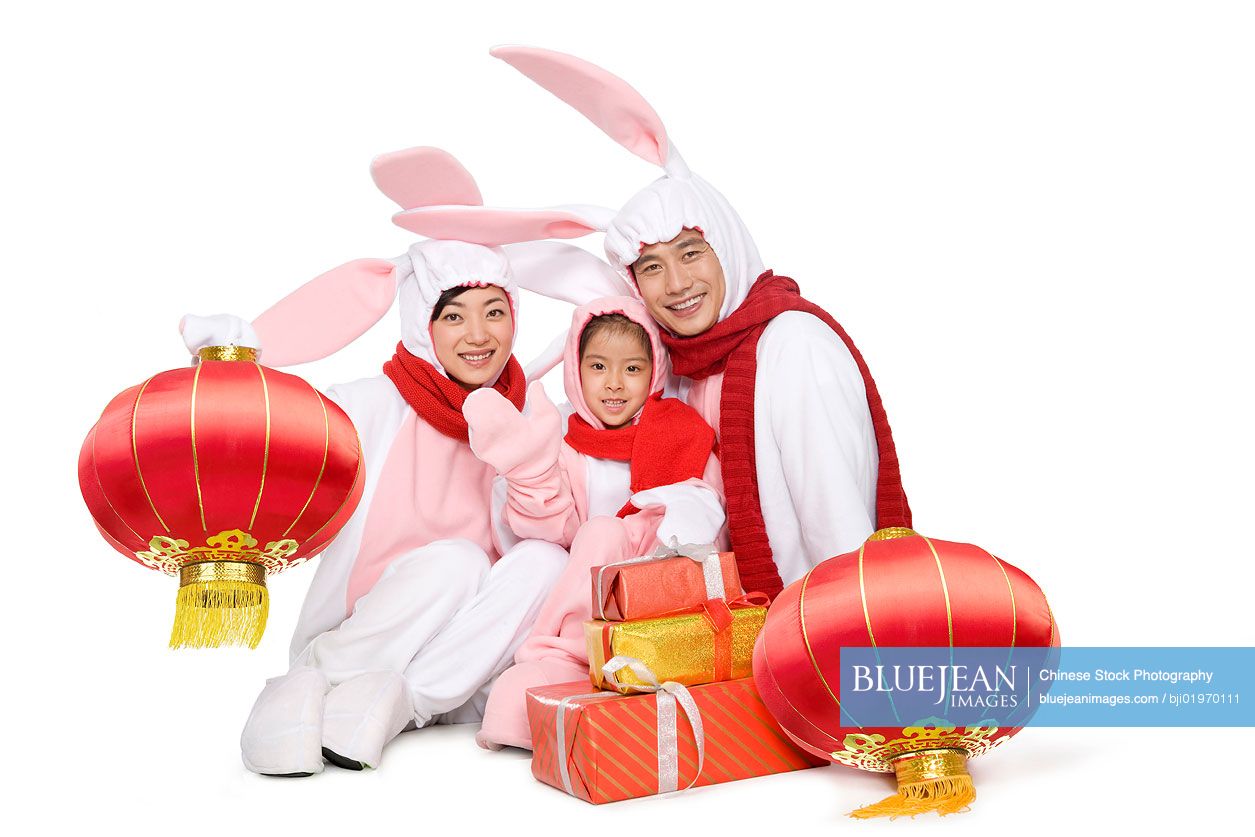 Adult Chinese couple celebrating the Year of the Rabbit