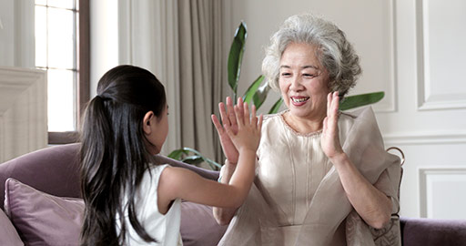 Happy Chinese grandmother playing clapping game,4K