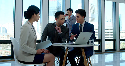 Successful Chinese business people working in office,4K