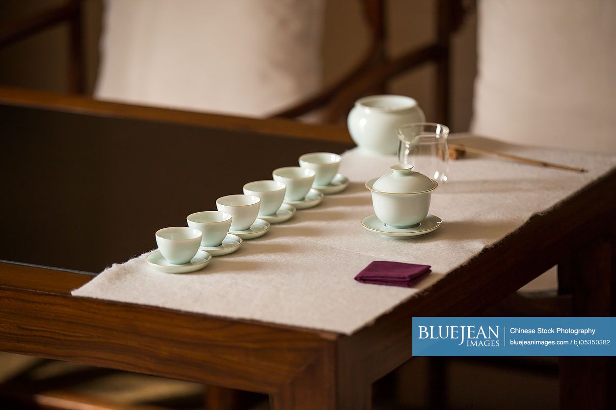 Tea cups in tea room