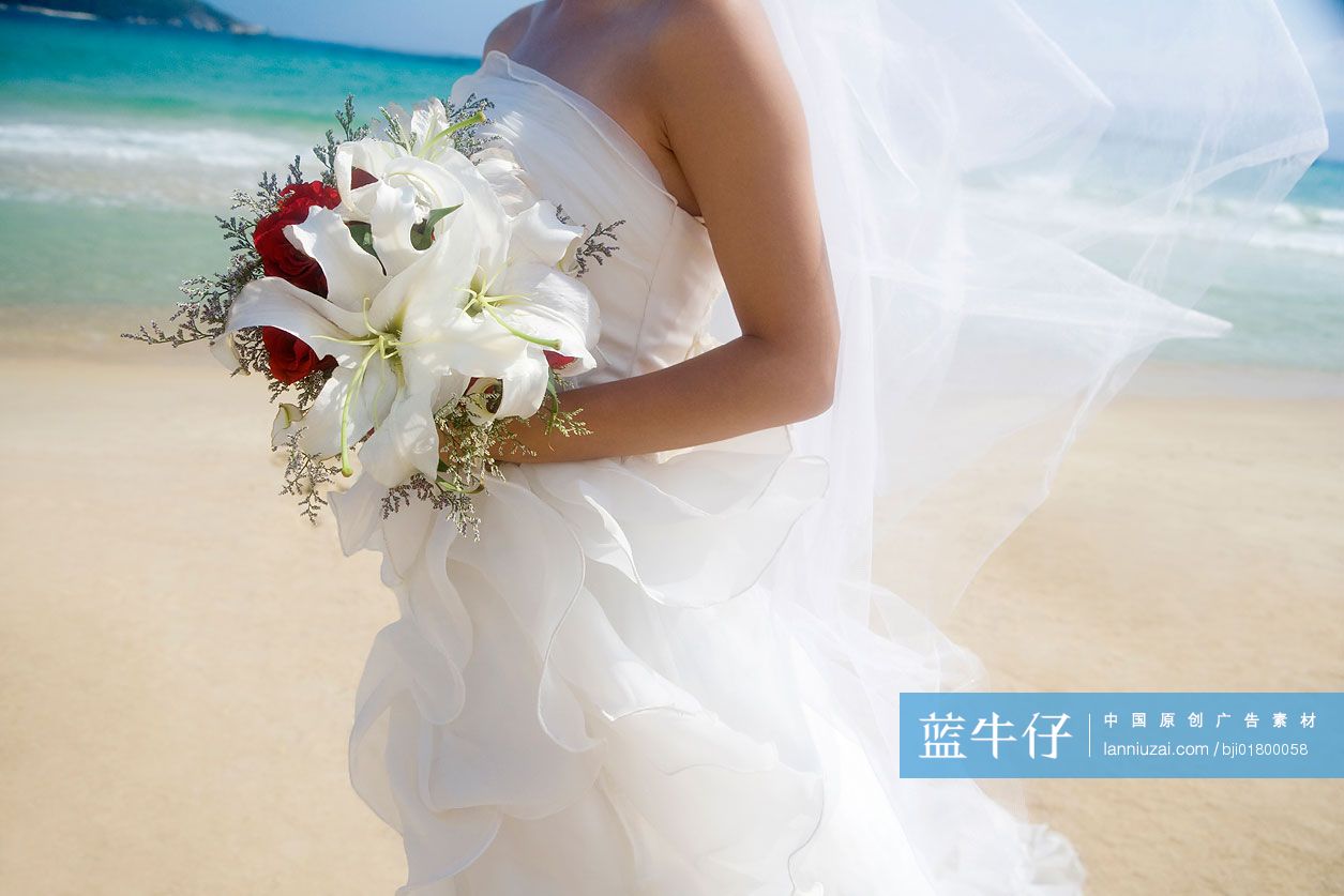 海滩新娘高清桌面壁纸：宽屏：高清晰度：全屏
