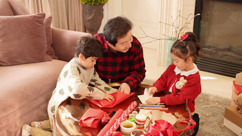 Family joyfully celebrating Chinese New Year together