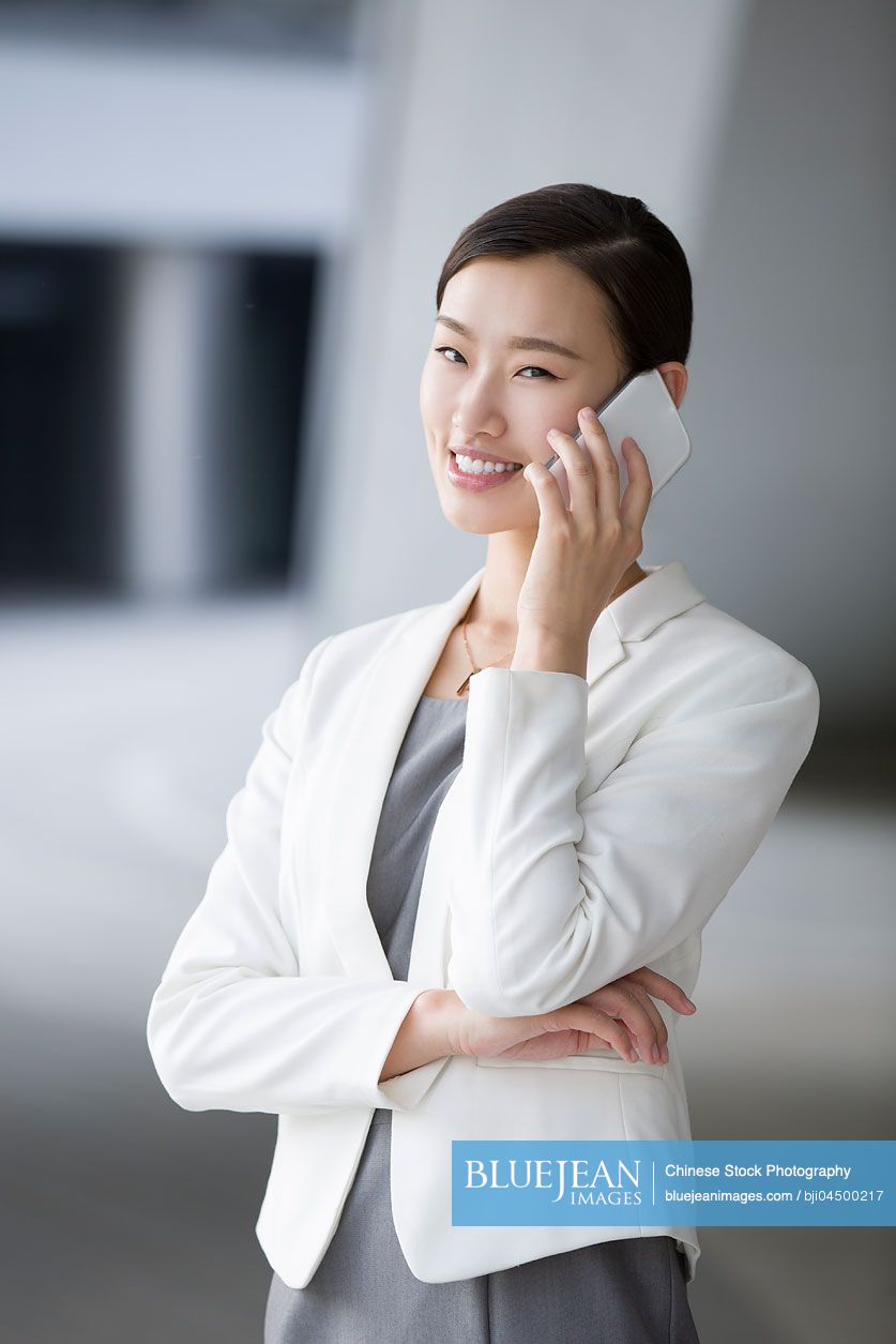 Chinese businesswoman talking on the phone