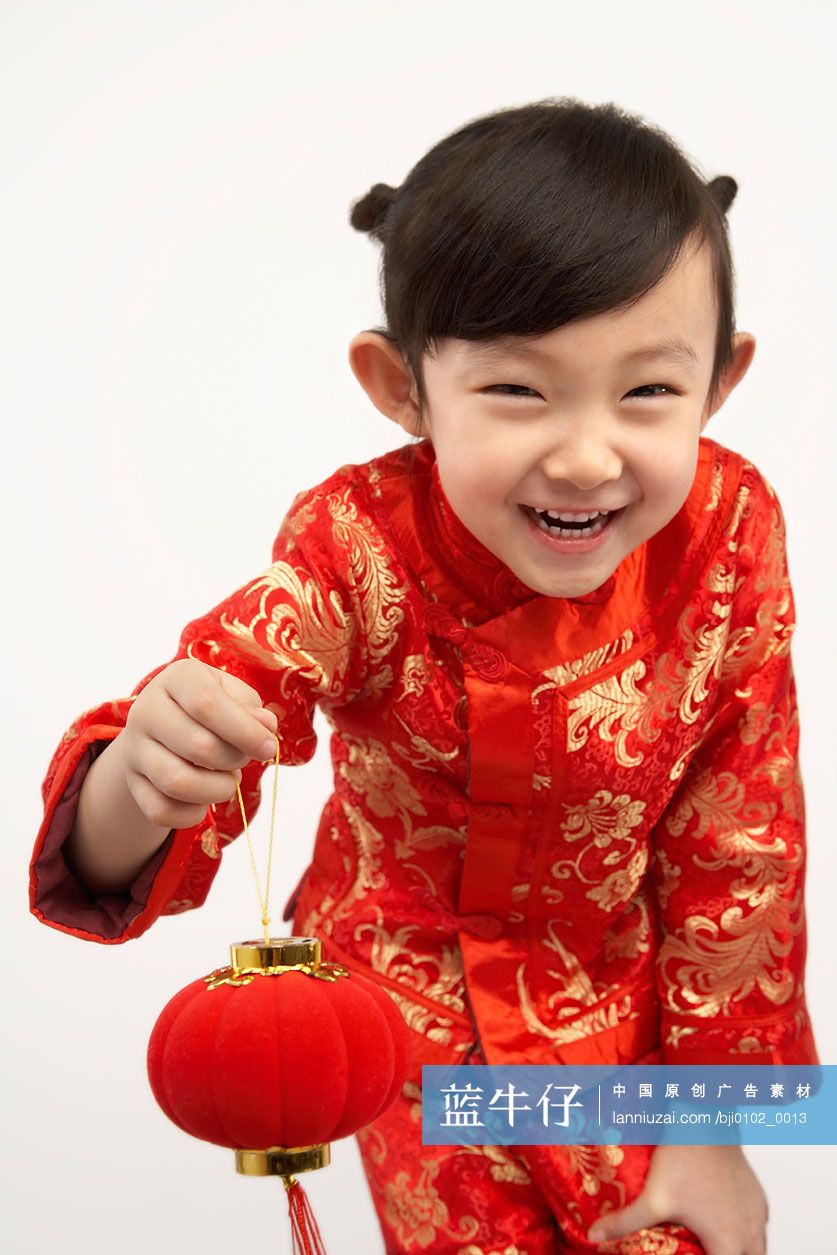 新年小女孩与小灯笼