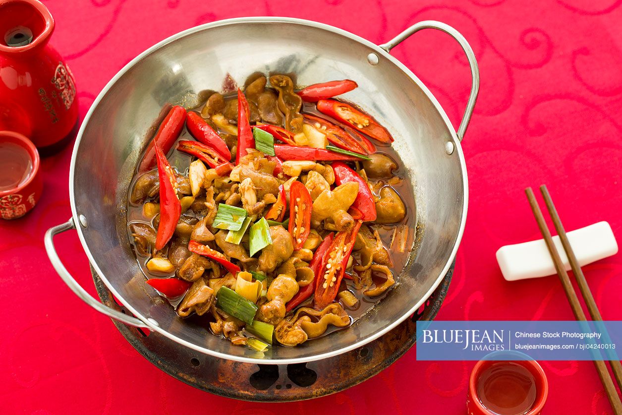 Chinese cuisine griddle pork intestines