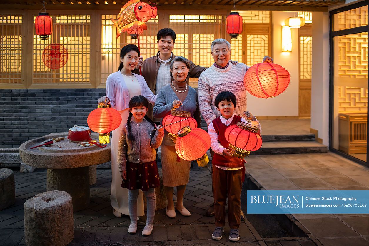 Happy family celebrating Chinese New Year