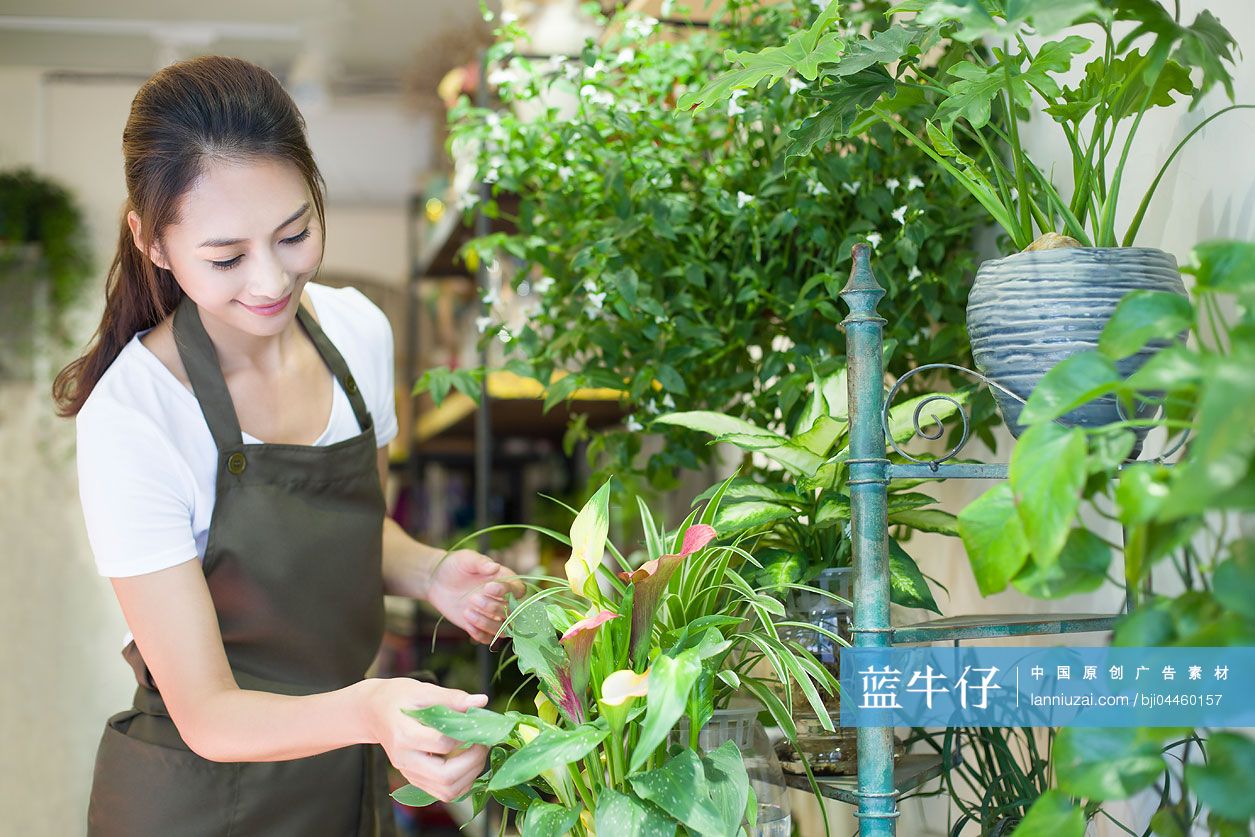 花店老板在店里工作