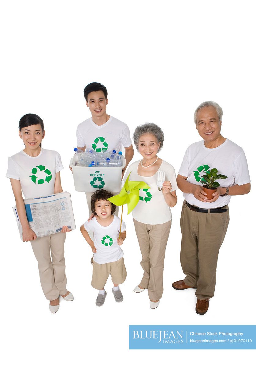Portrait of an eco-friendly Chinese family
