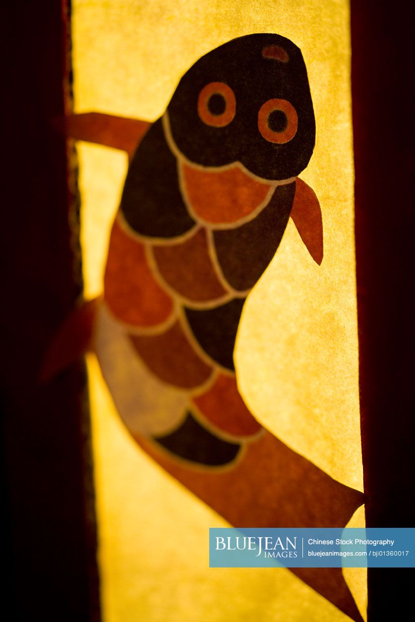 Fish on Chinese traditional hand-made lantern