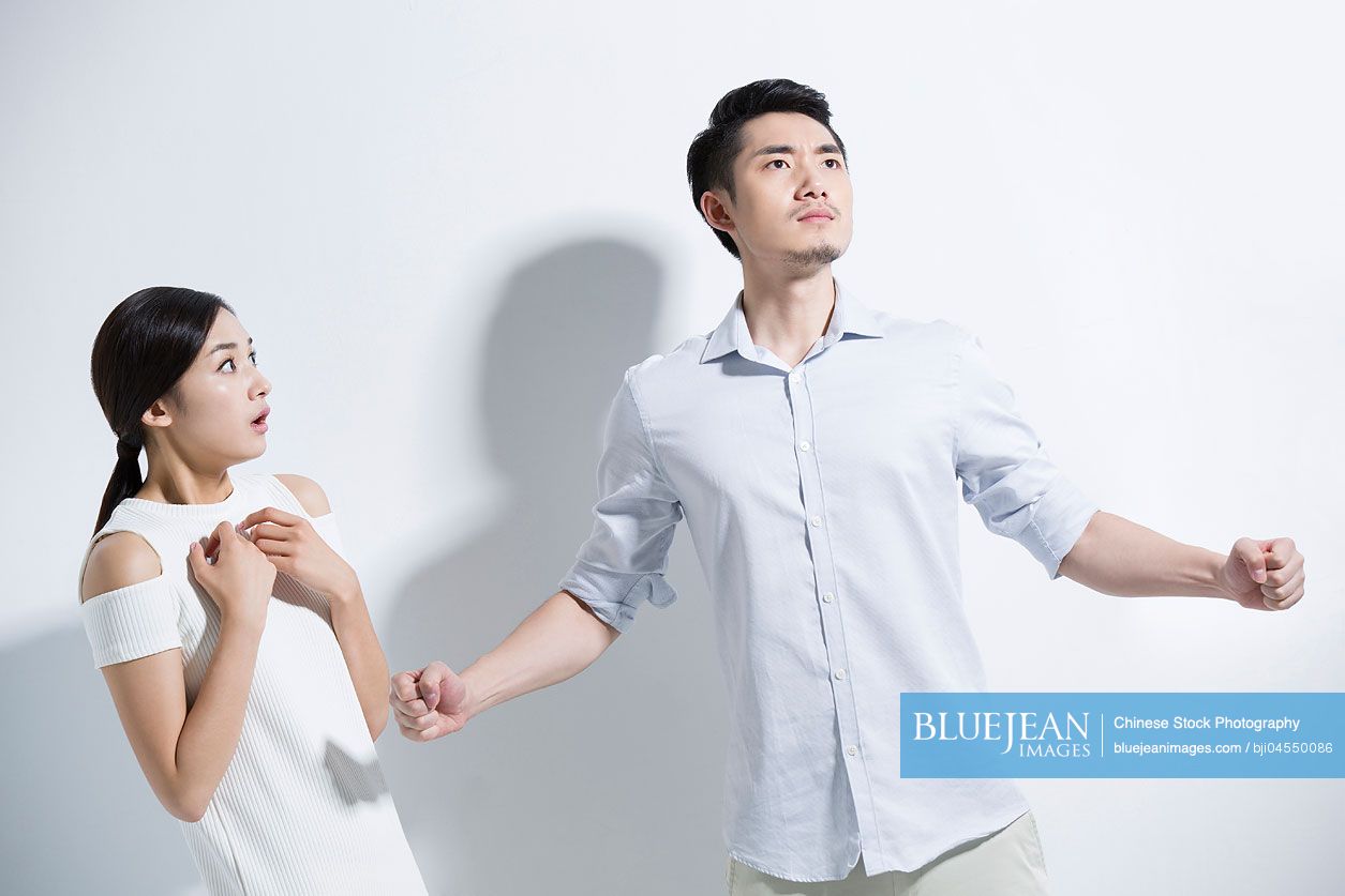 Brave Chinese man and craven woman