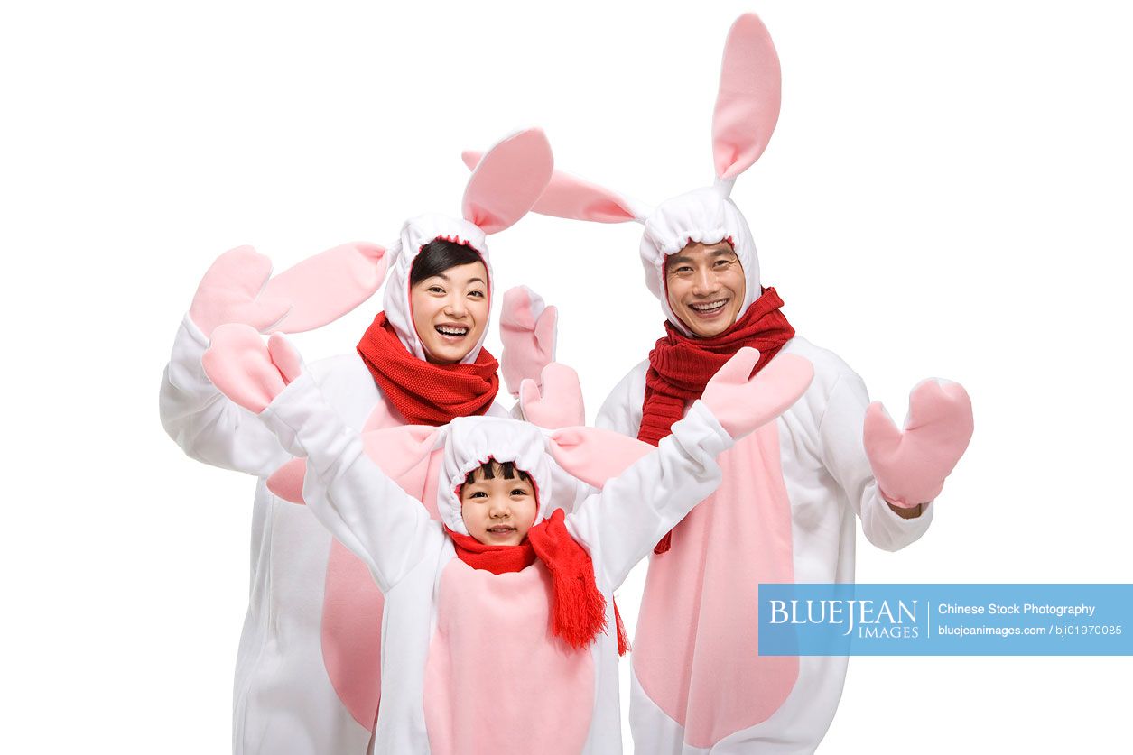 Chinese family celebrating the Year of the Rabbit