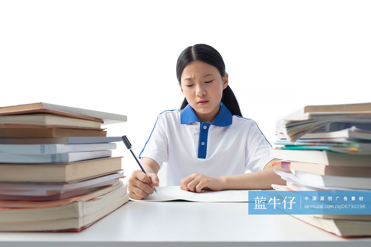 女孩学习压力大-蓝牛仔影像-中国原创广告影像素材