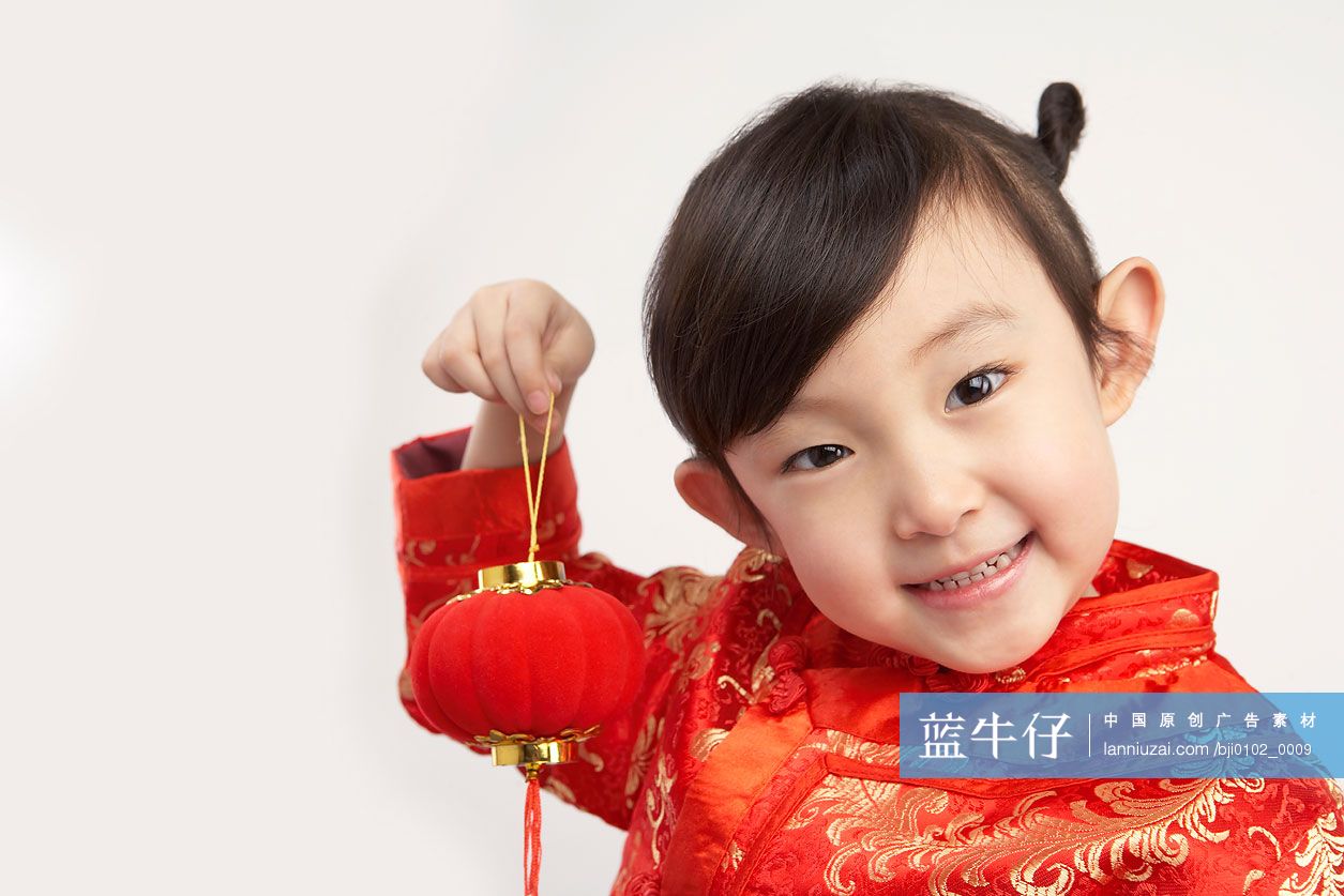 新年小女孩与小灯笼