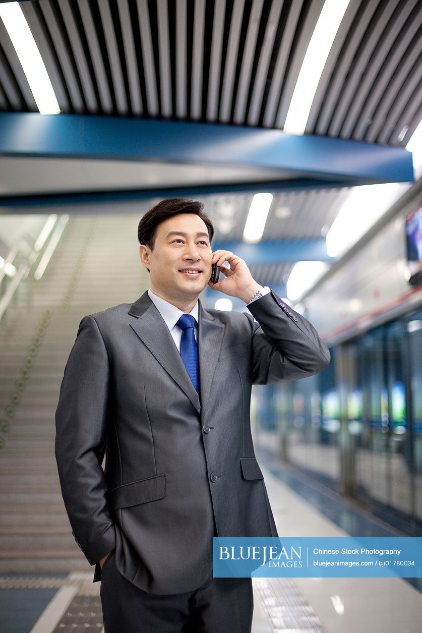 Chinese commuter on the phone