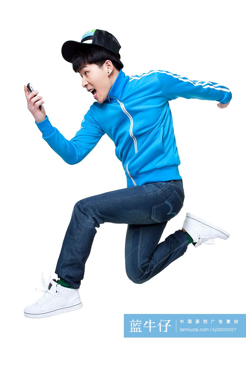 时尚Hip-hop青年男子和手机