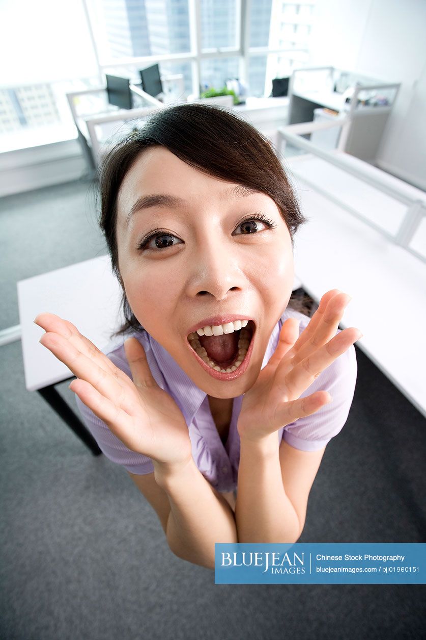 Frustrated Chinese office worker