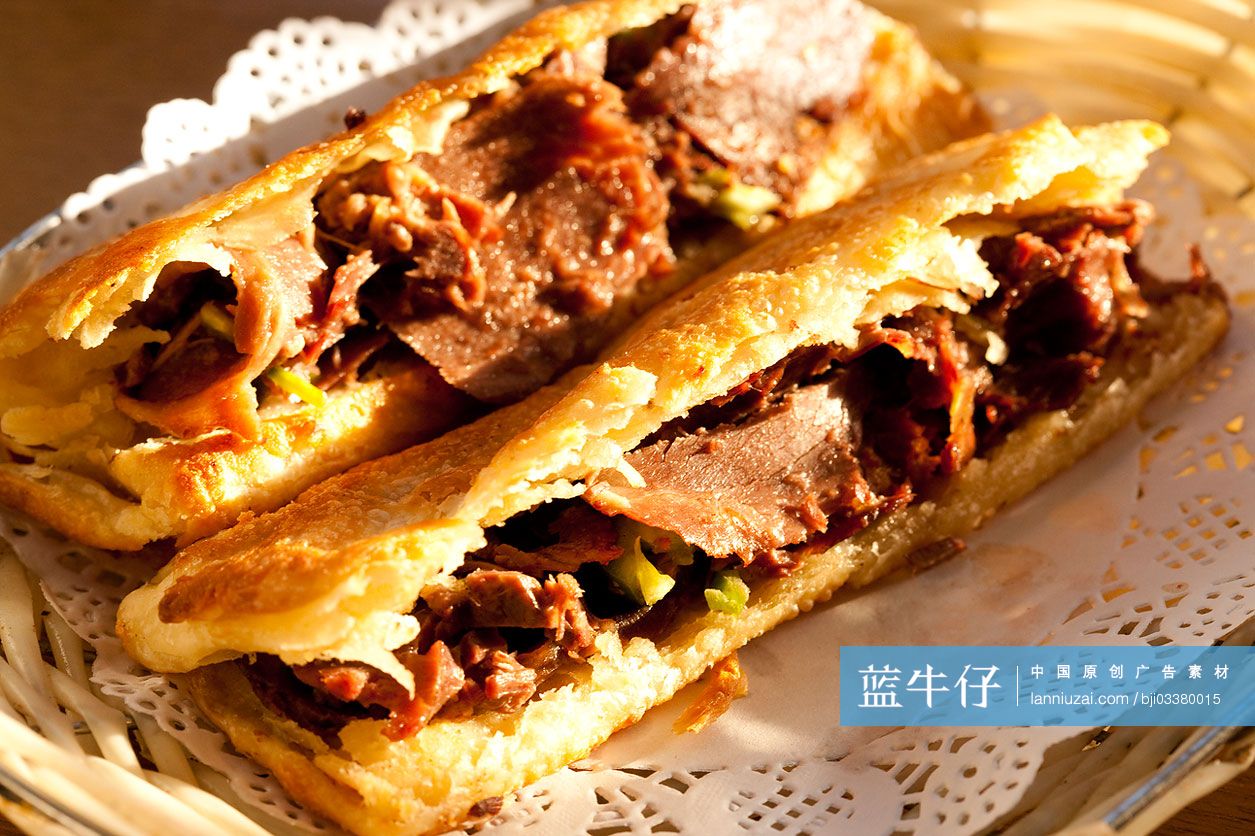 中国传统小吃驴肉火烧