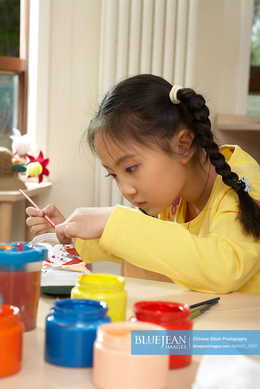 Chinese Girl Painting Shoe