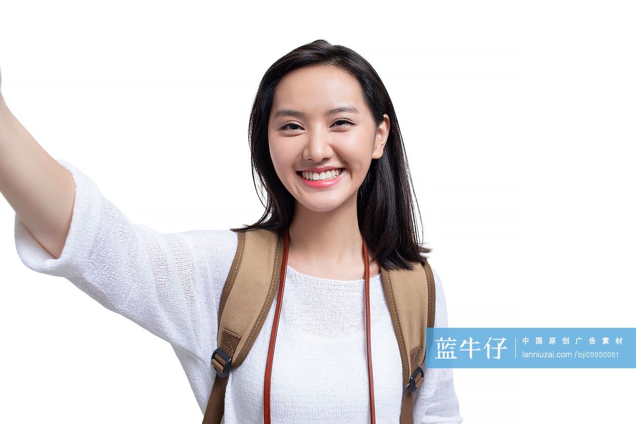 快乐的年轻女士自拍