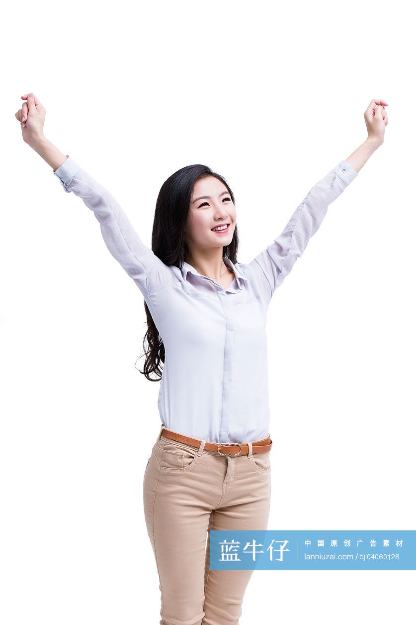 年轻女孩伸懒腰