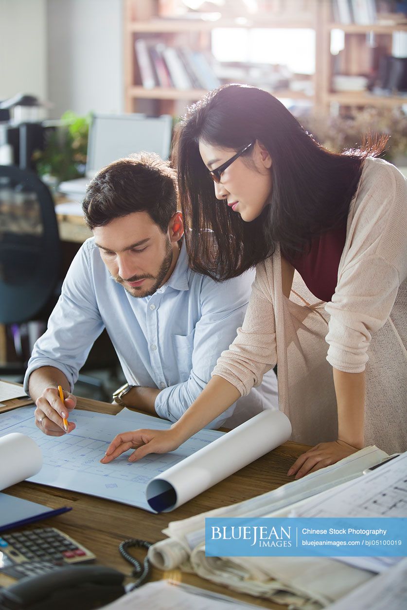 Architects working in the office