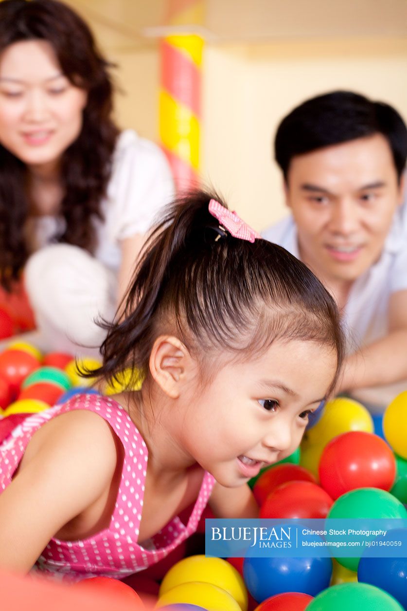 Chinese family playing together