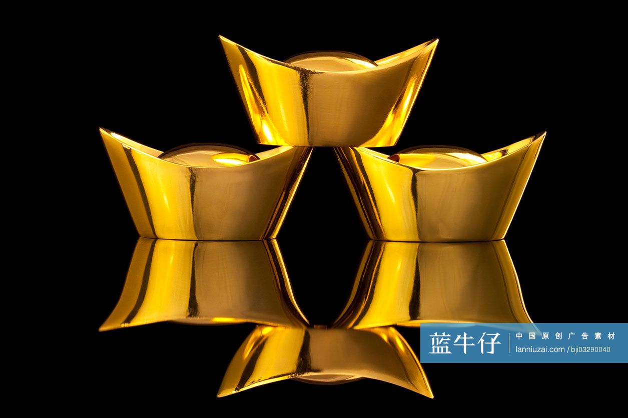 中国传统货币金元宝-蓝牛仔影像-中国原创广告影像素材