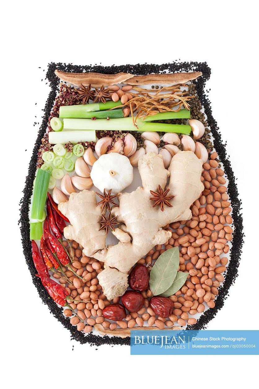 Assorted condiment and spices in jar shape