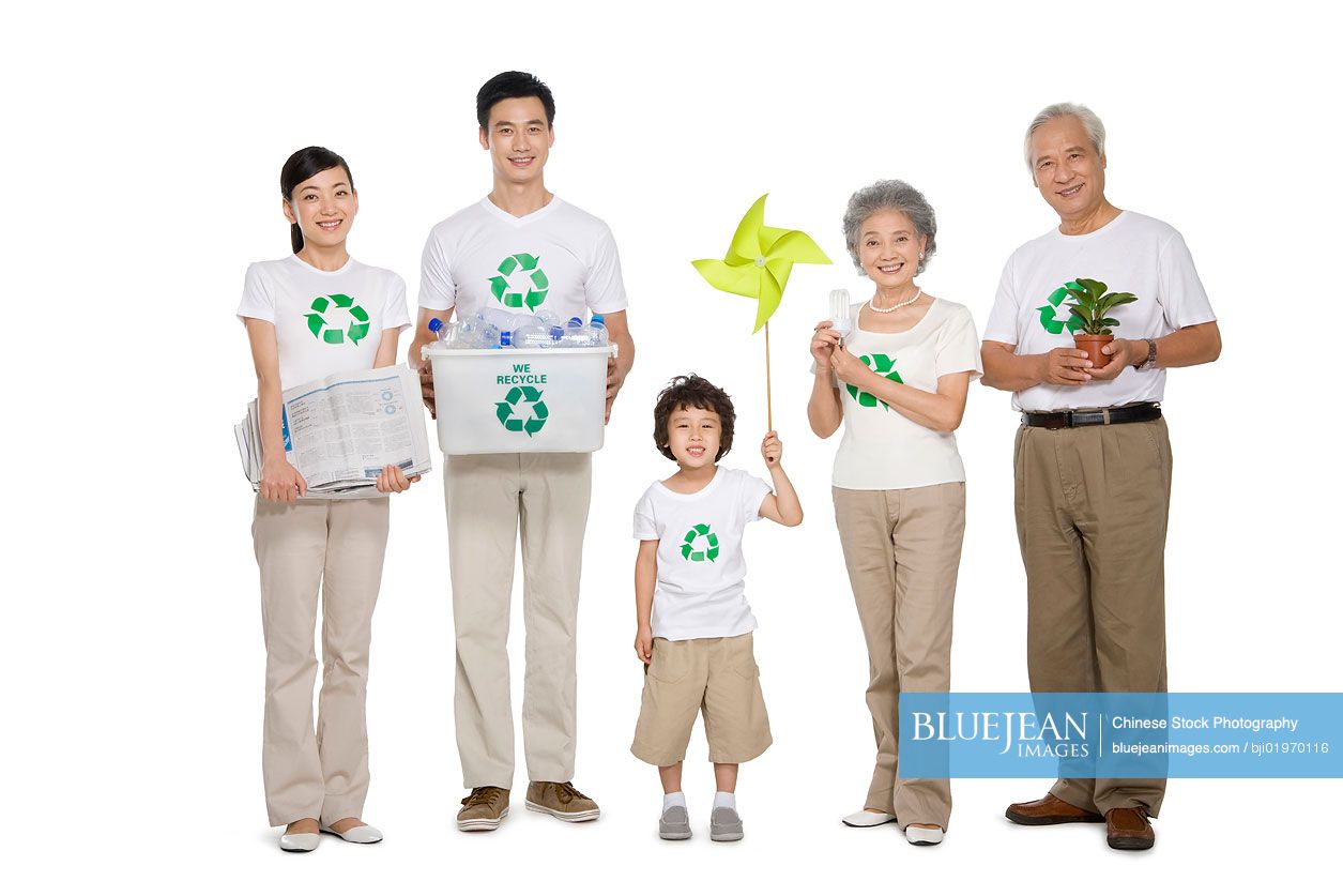 Portrait of an eco-friendly Chinese family