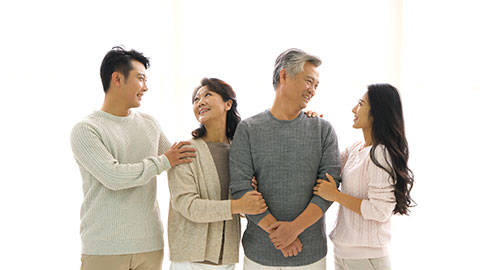 Happy Chinese family in living room,4K