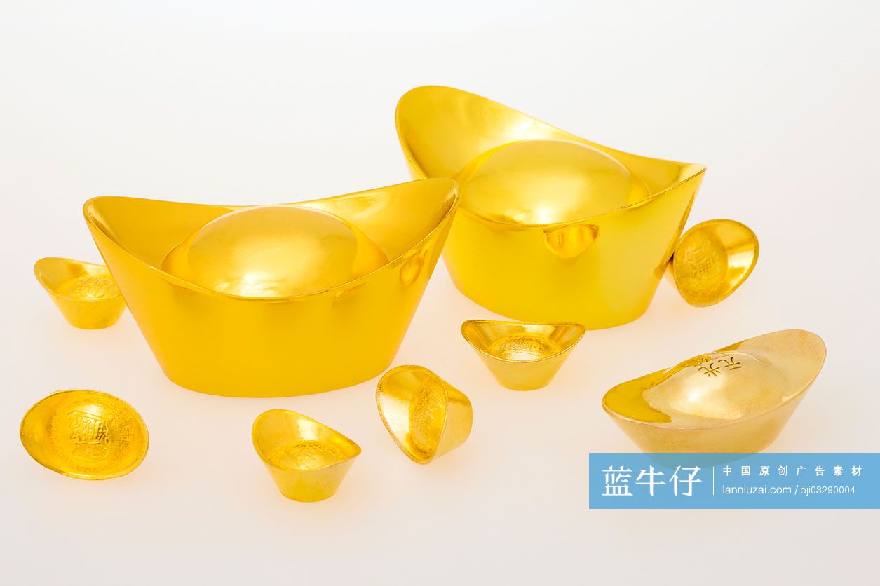 中国传统货币金元宝-蓝牛仔影像-中国原创广告影像素材