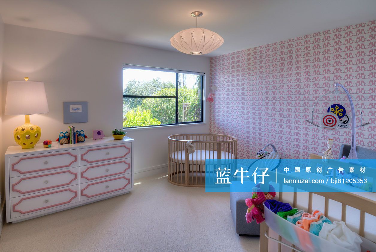 Wooden cradle and cabinet on child's bedroom; San Francisco; California; USA