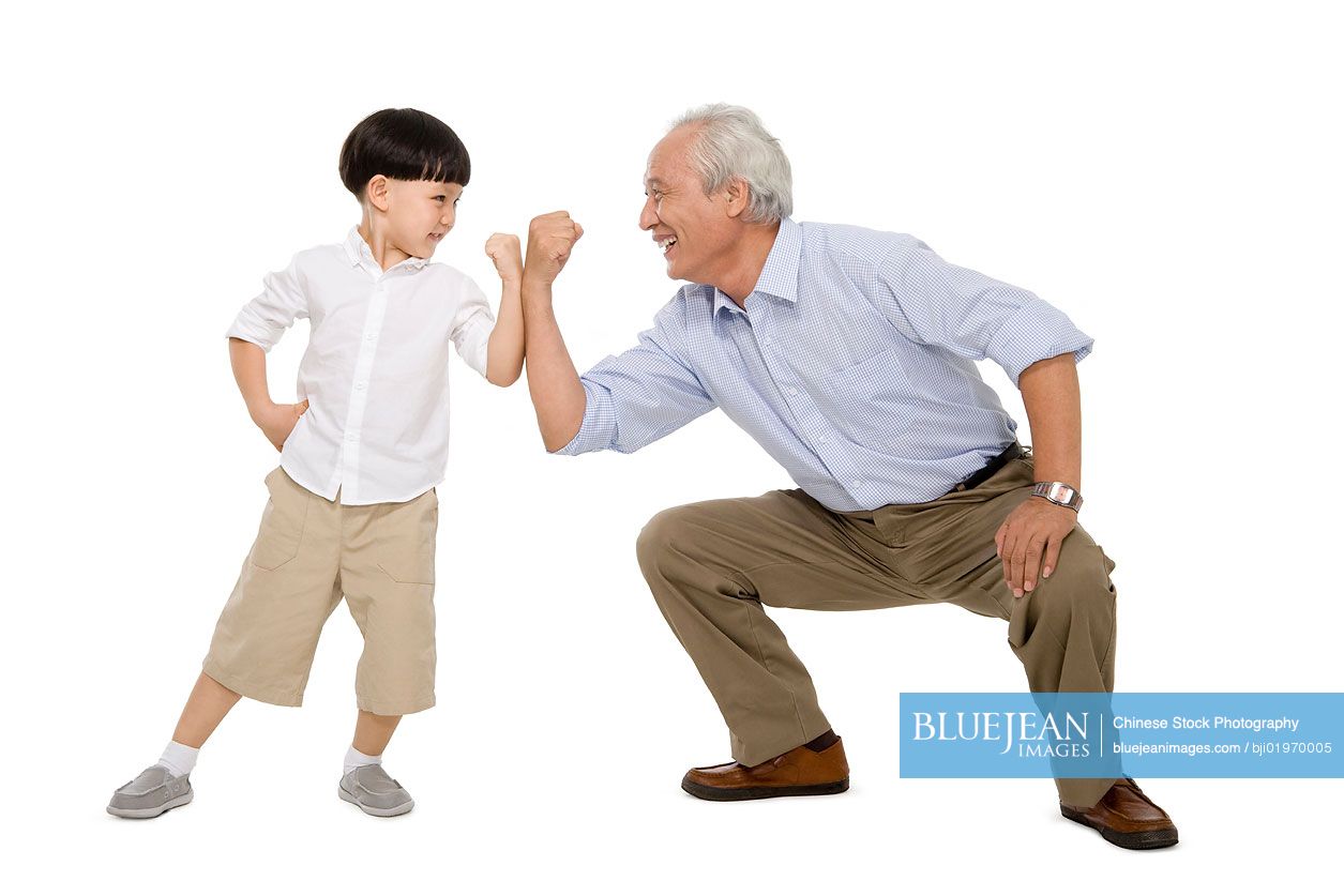 Portrait of Chinese grandfather and grandson