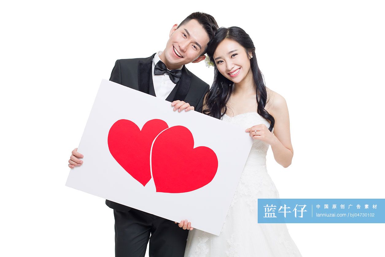 快乐的新娘和新郎