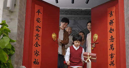Happy family celebrating Chinese New Year,4K