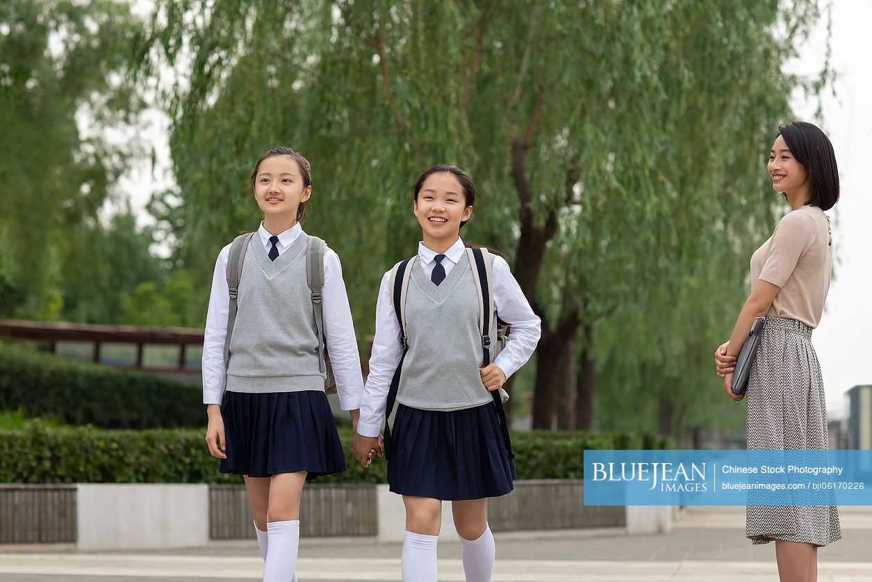 Chinese teacher and students on campus