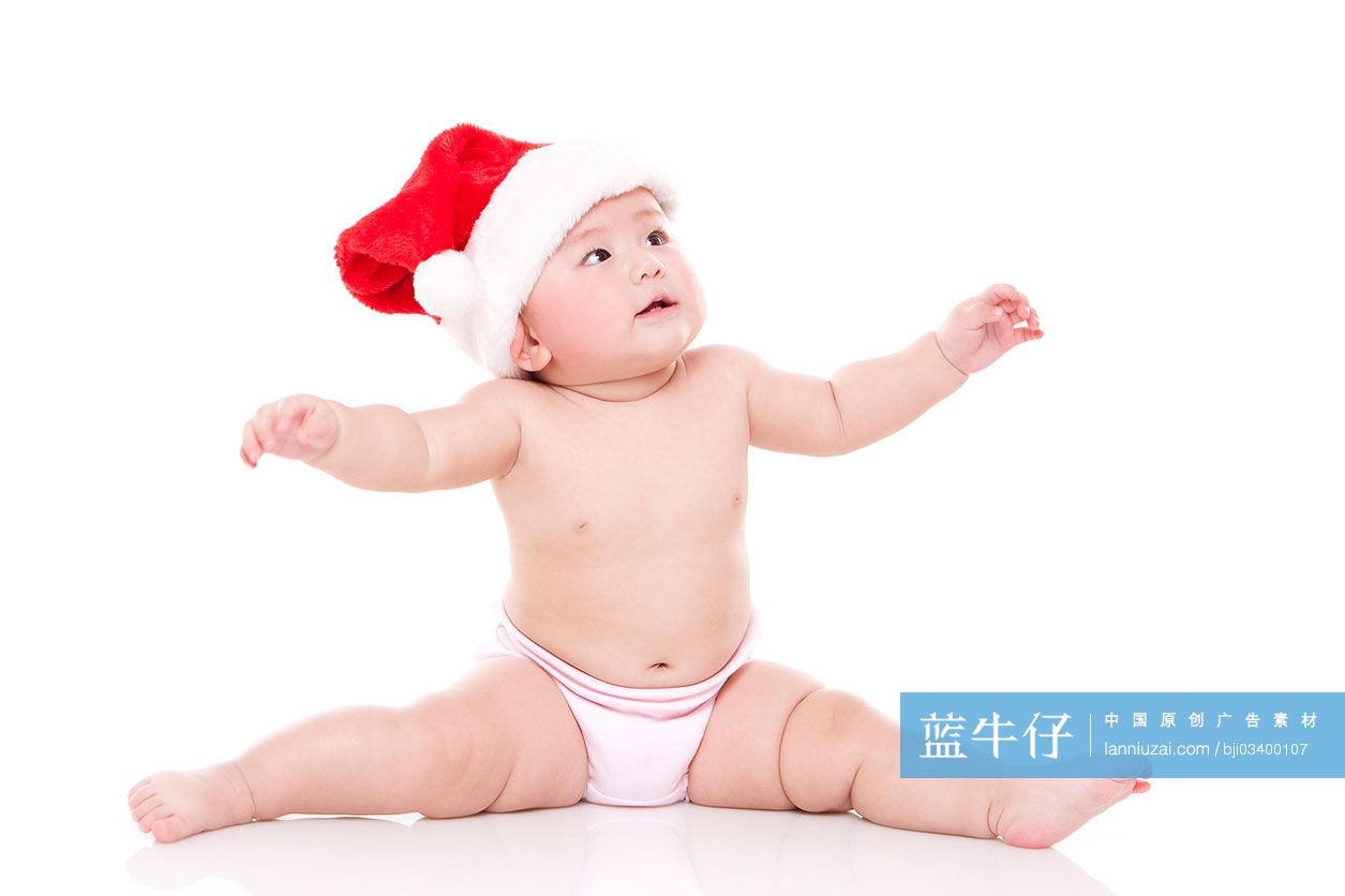 女婴和圣诞帽