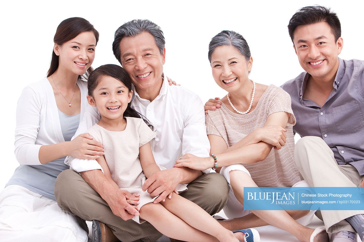 Portrait of a happy three generation Chinese family