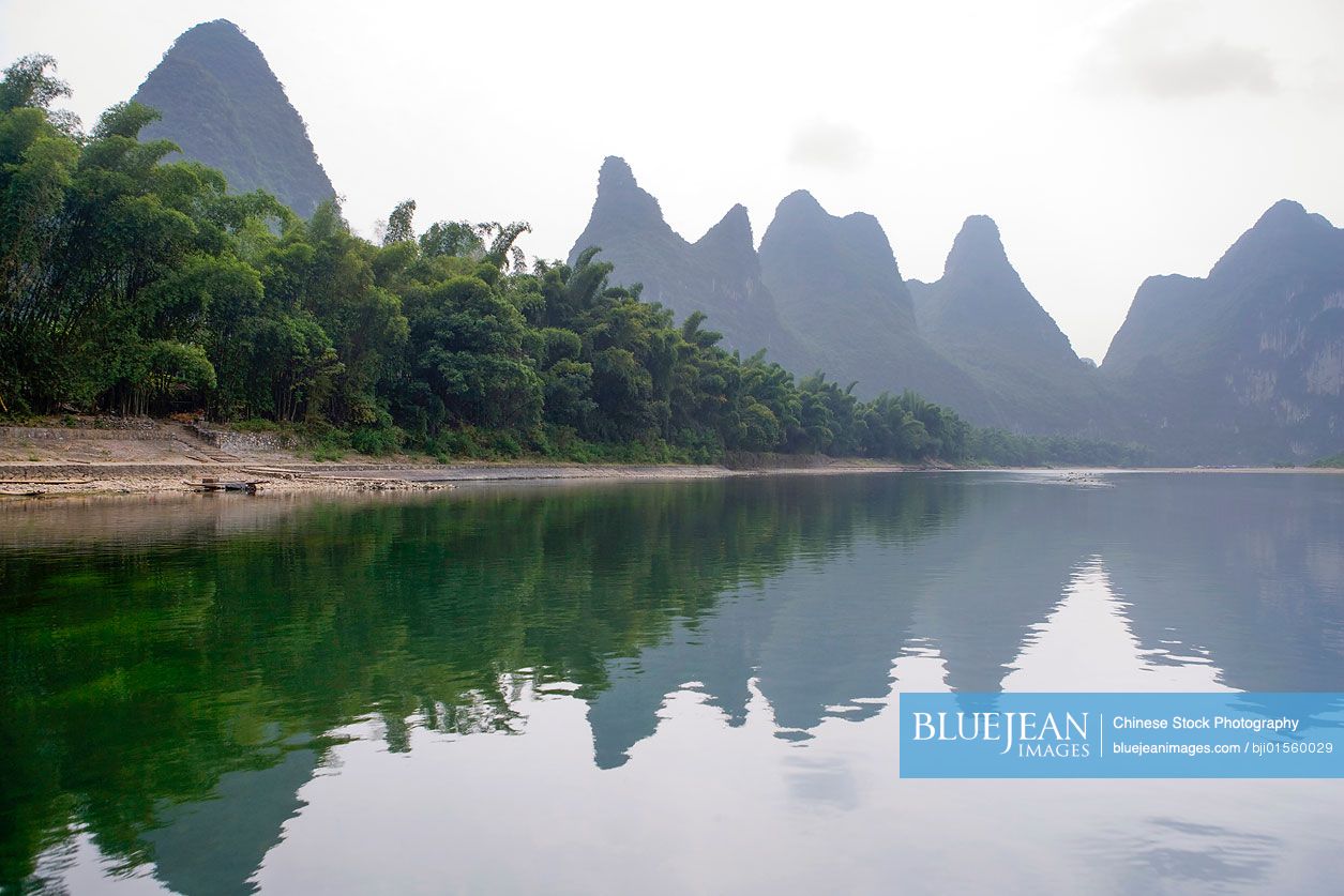 View of the Guilin hills from a boat