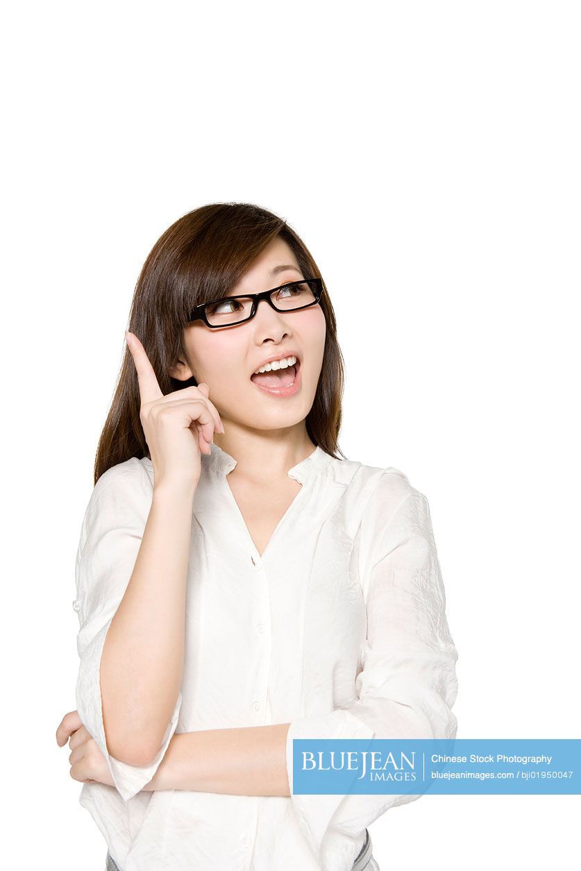 Portrait of young Chinese woman with an idea