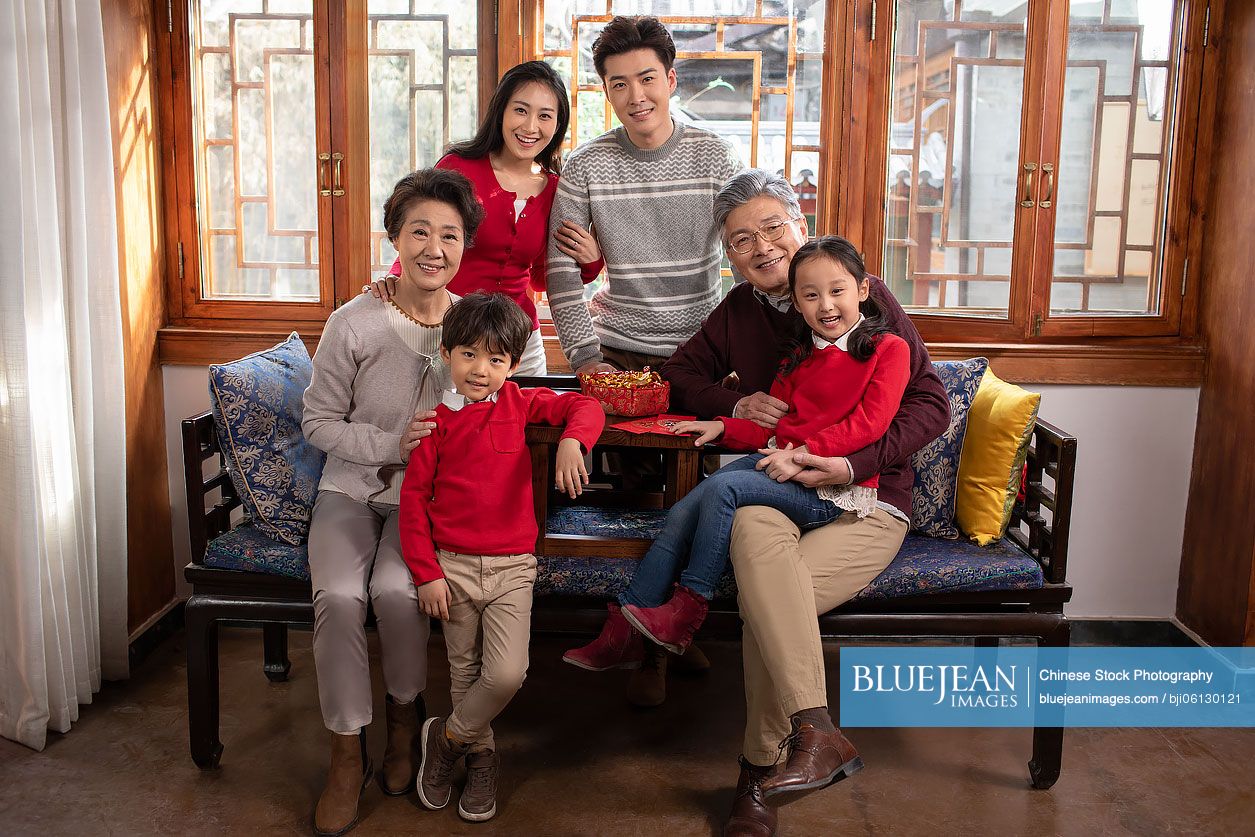 Happy Chinese family celebrating Chinese New Year