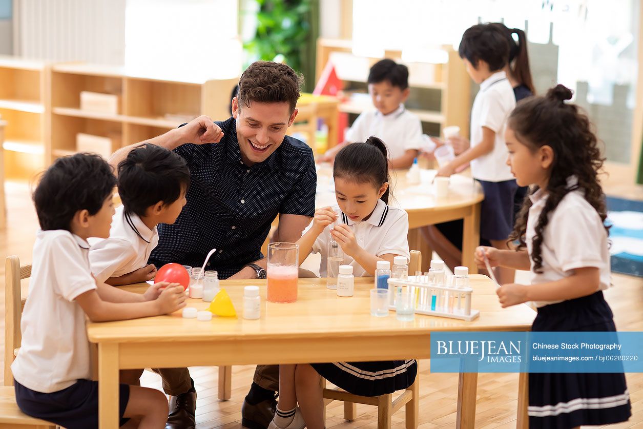 Children having science class