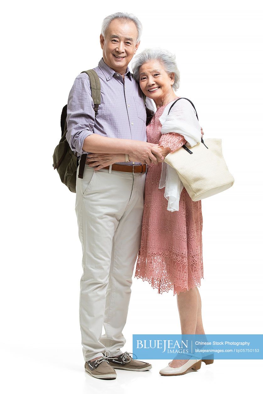 Happy senior Chinese couple on vacation