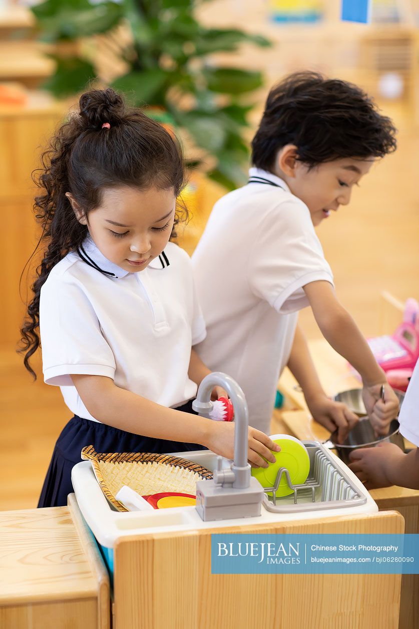 Children playing in classroom