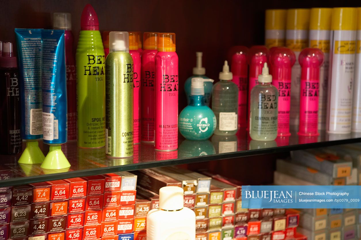 Hairdressing Products On A Shelf