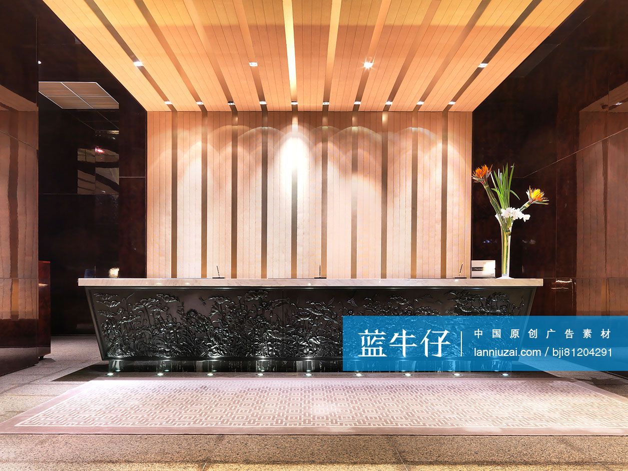 View of an illuminated luxurious hotel reception