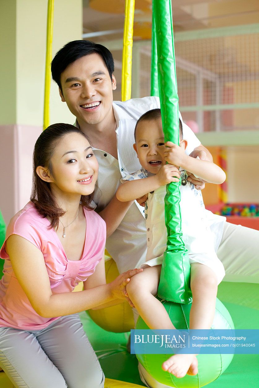 Chinese family playing together