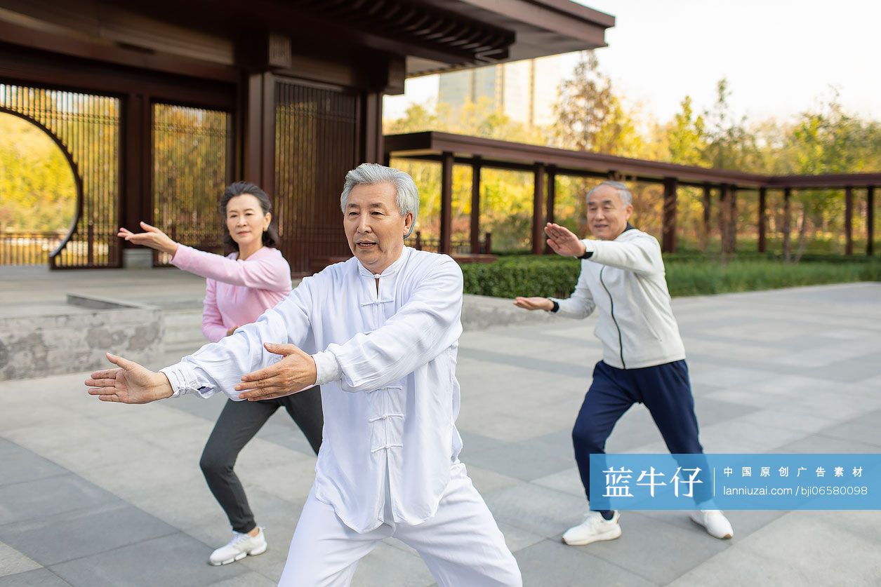 老年人在公园练太极-蓝牛仔影像-中国原创广告影像素材