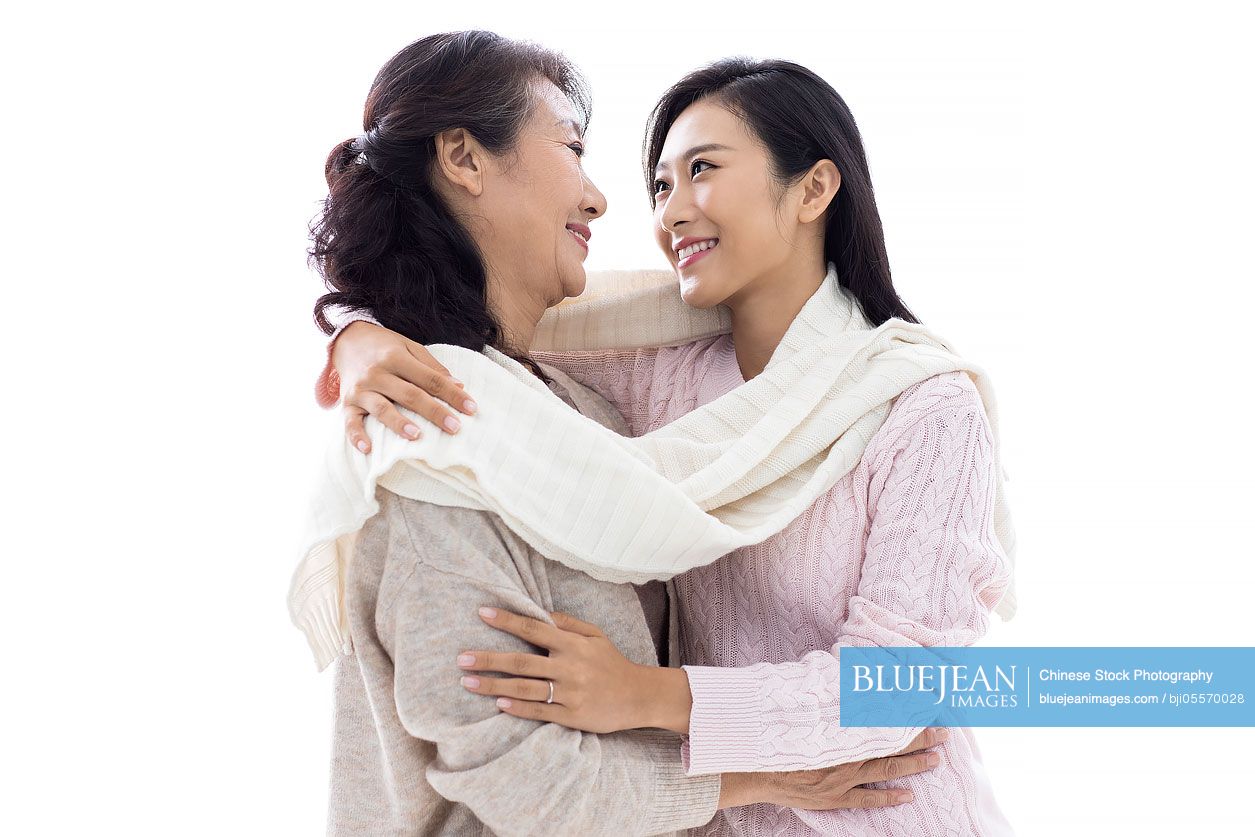 Happy Chinese mother and daughter
